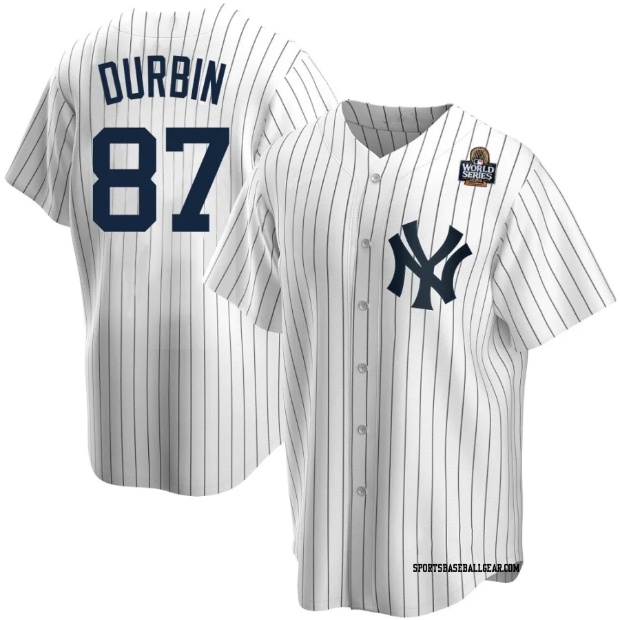 Caleb Durbin Youth New York Yankees White Replica Home 2024 World Series Jersey