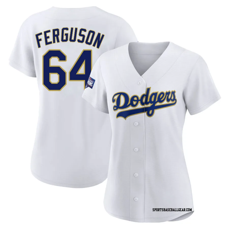 Caleb Ferguson Women's Los Angeles Dodgers White/Gold Authentic 2021 Gold Program Player Jersey