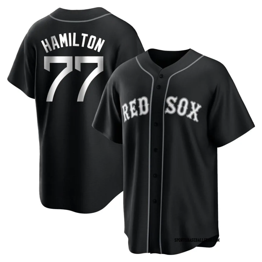 Caleb Hamilton Men's Boston Red Sox Black/White Replica Jersey