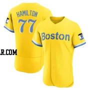 Caleb Hamilton Men's Boston Red Sox Gold/Light Authentic Blue 2021 City Connect Jersey