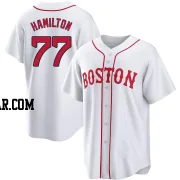 Caleb Hamilton Men's Boston Red Sox White Replica 2021 Patriots' Day Jersey