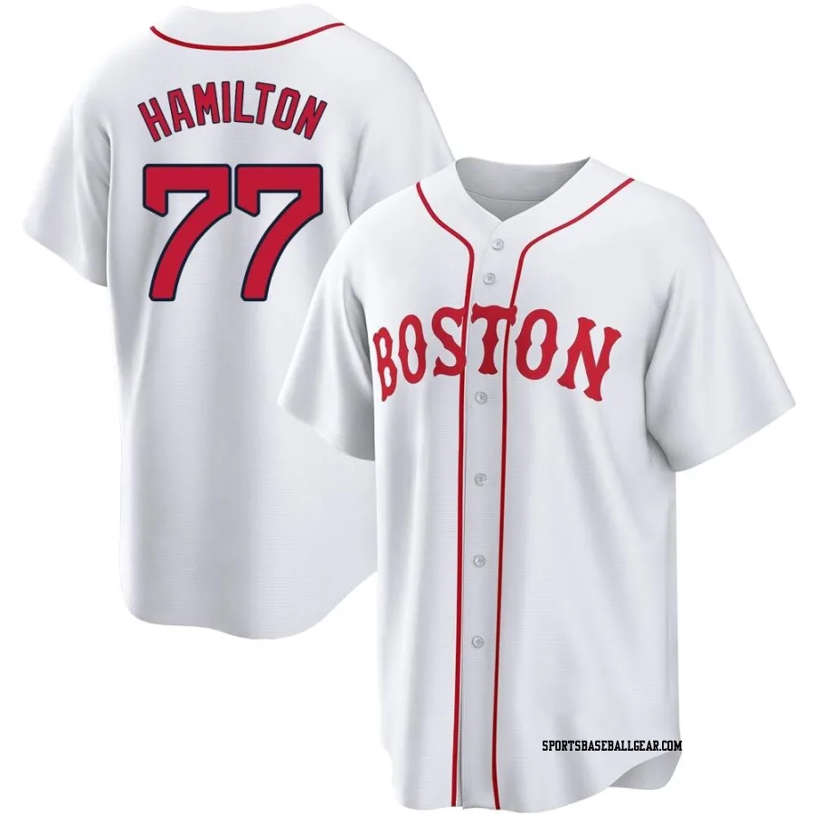 Caleb Hamilton Men's Boston Red Sox White Replica 2021 Patriots' Day Jersey