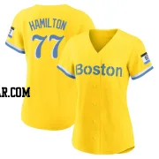 Caleb Hamilton Women's Boston Red Sox Gold/Light Authentic Blue 2021 City Connect Player Jersey