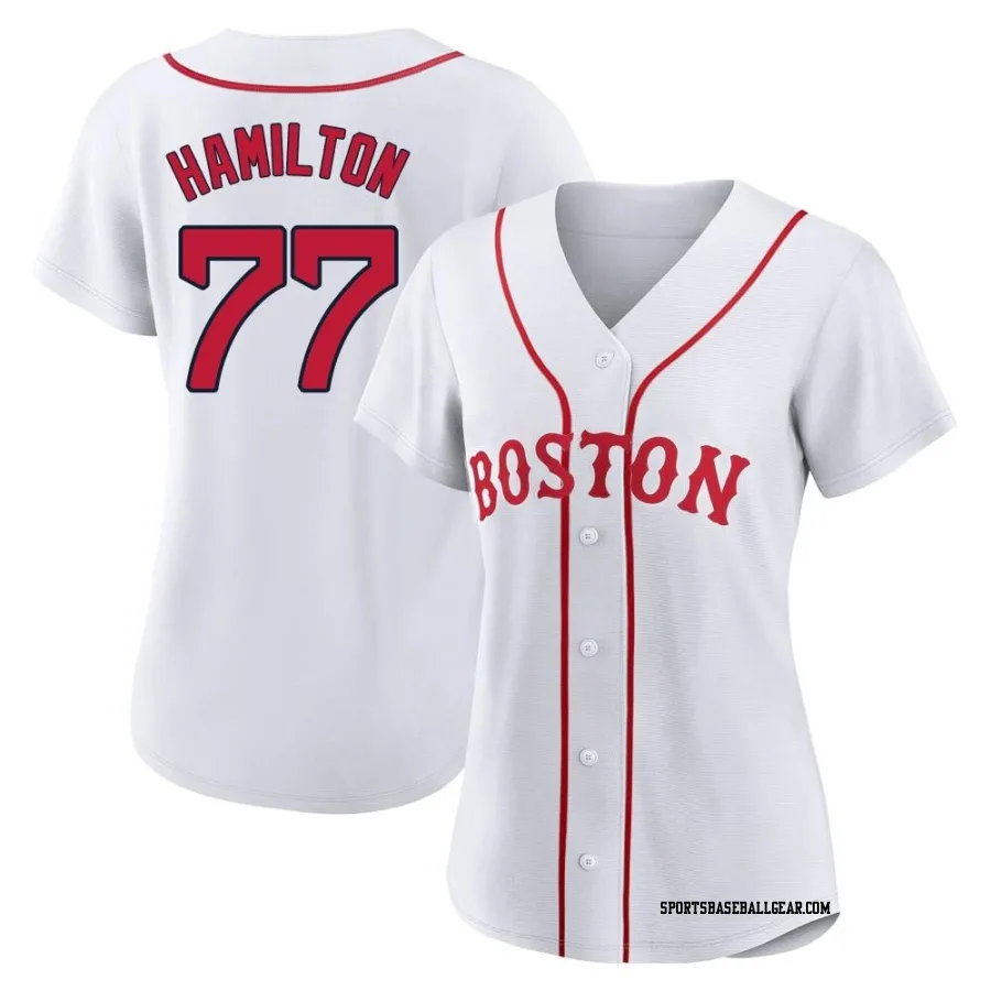 Caleb Hamilton Women's Boston Red Sox White Authentic 2021 Patriots' Day Jersey