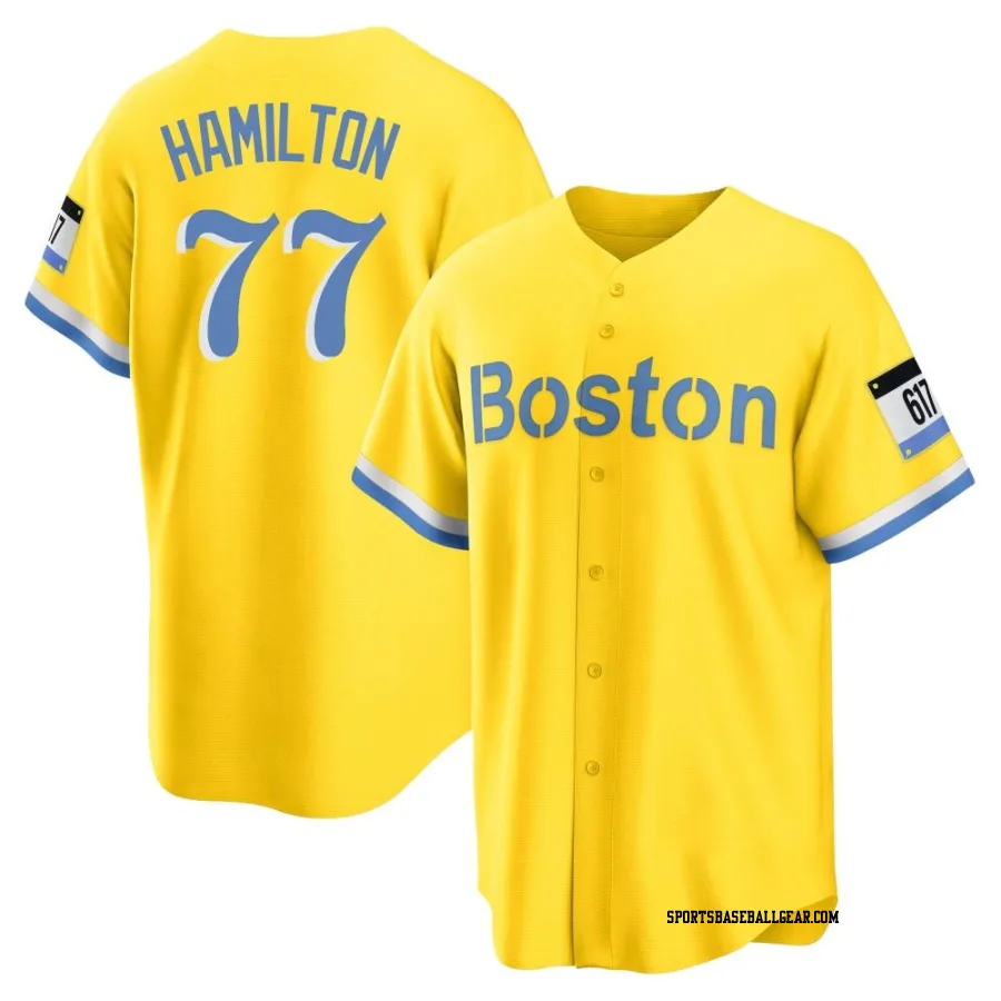 Caleb Hamilton Youth Boston Red Sox Gold/Light Replica Blue 2021 City Connect Player Jersey