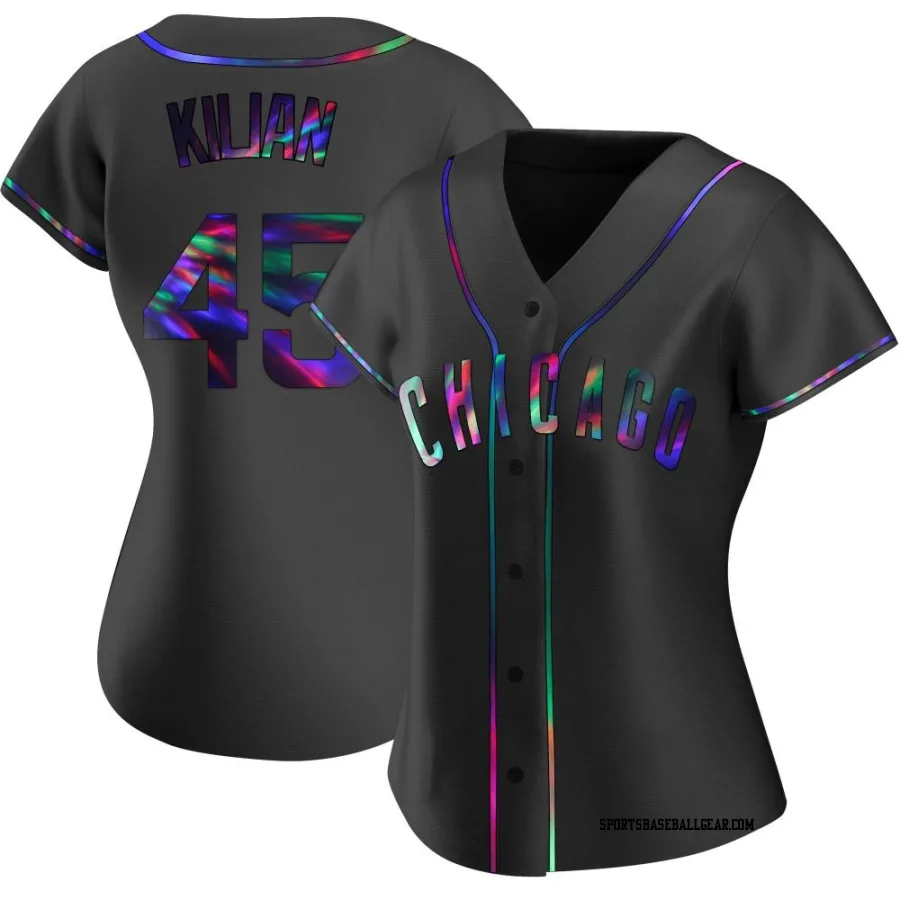 Caleb Kilian Women's Chicago Cubs Black Holographic Replica Alternate Jersey