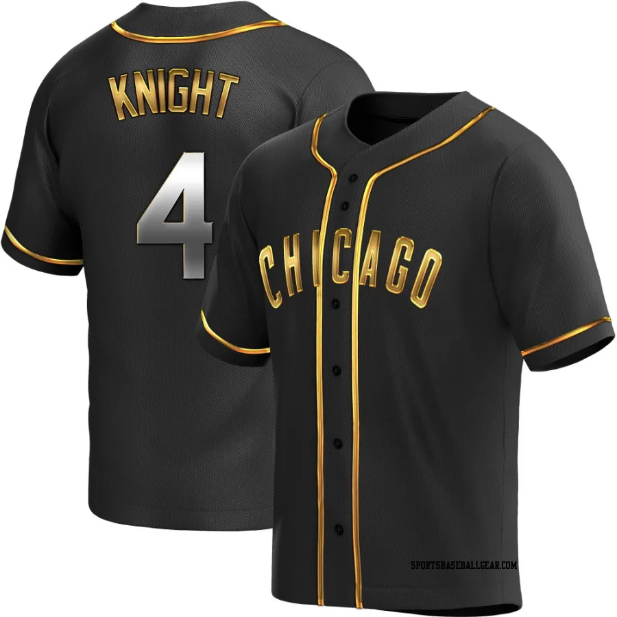 Caleb Knight Men's Chicago Cubs Black Golden Replica Alternate Jersey