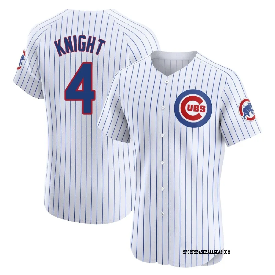 Caleb Knight Men's Chicago Cubs White Elite Home Jersey