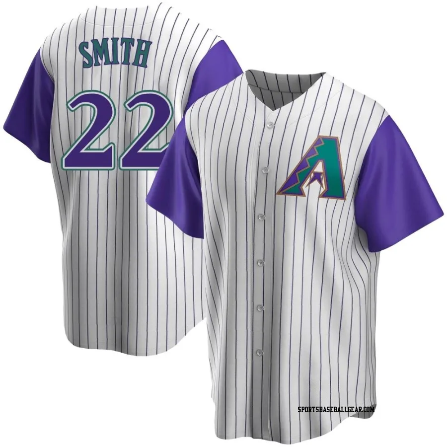 Caleb Smith Men's Arizona Diamondbacks Cream/Purple Replica Alternate Cooperstown Collection Jersey