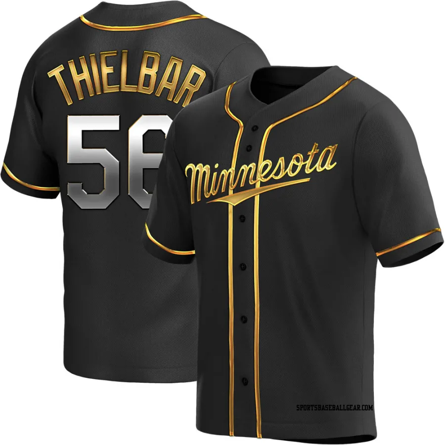 Caleb Thielbar Men's Minnesota Twins Black Golden Replica Alternate Jersey