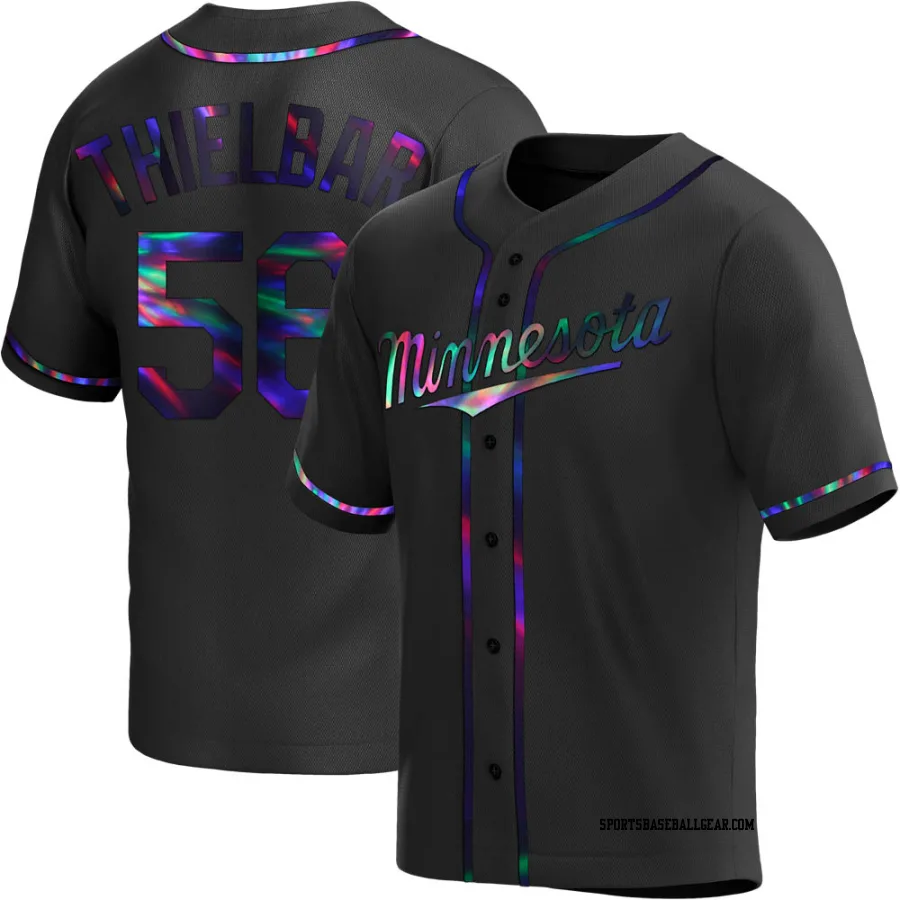 Caleb Thielbar Men's Minnesota Twins Black Holographic Replica Alternate Jersey