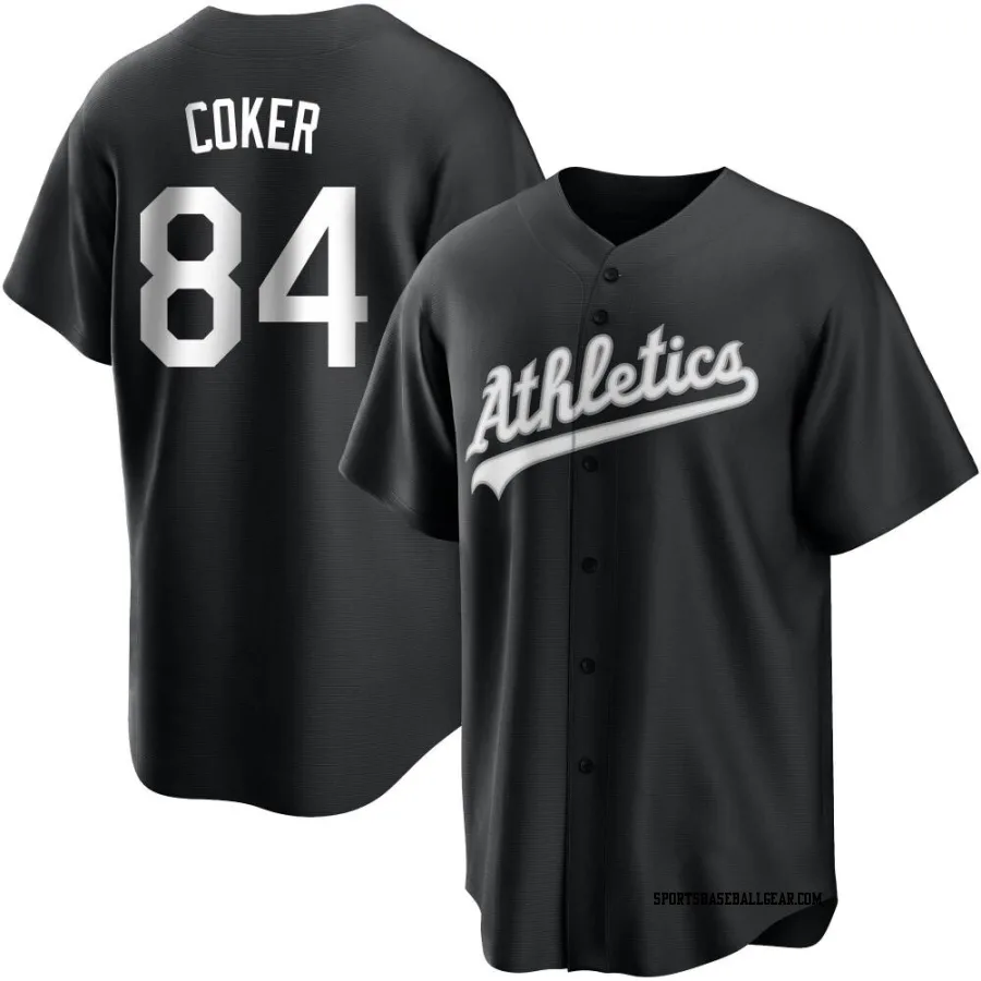 Calvin Coker Men's Oakland Athletics Black/White Replica Jersey