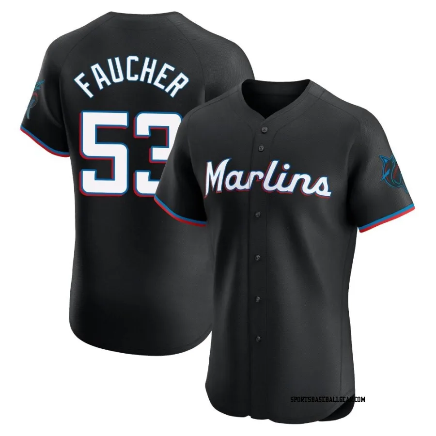 Calvin Faucher Men's Miami Marlins Black Elite Alternate Vapor Premier Jersey