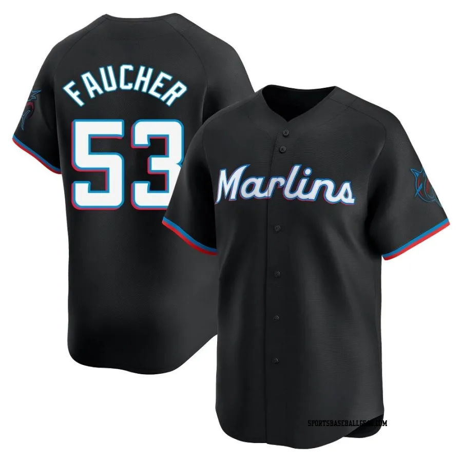 Calvin Faucher Men's Miami Marlins Black Limited Alternate Jersey