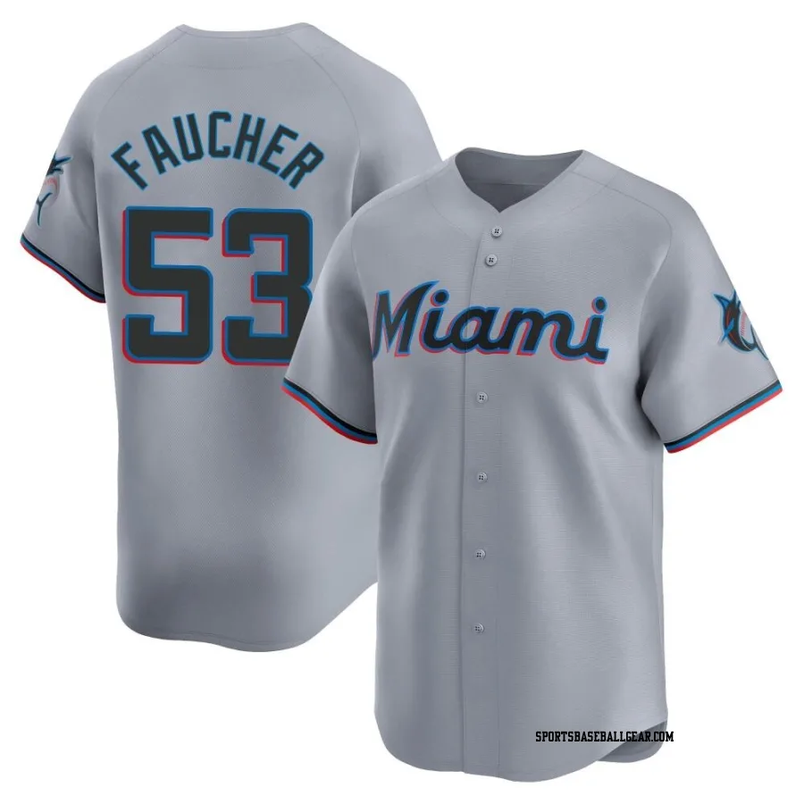 Calvin Faucher Men's Miami Marlins Gray Limited Road Jersey