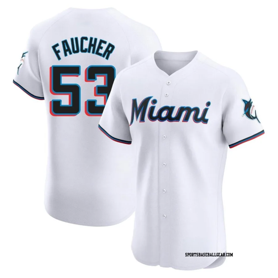 Calvin Faucher Men's Miami Marlins White Elite Home Jersey