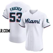 Calvin Faucher Men's Miami Marlins White Elite Home Patch Jersey