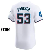 Calvin Faucher Men's Miami Marlins White Elite Home Patch Jersey