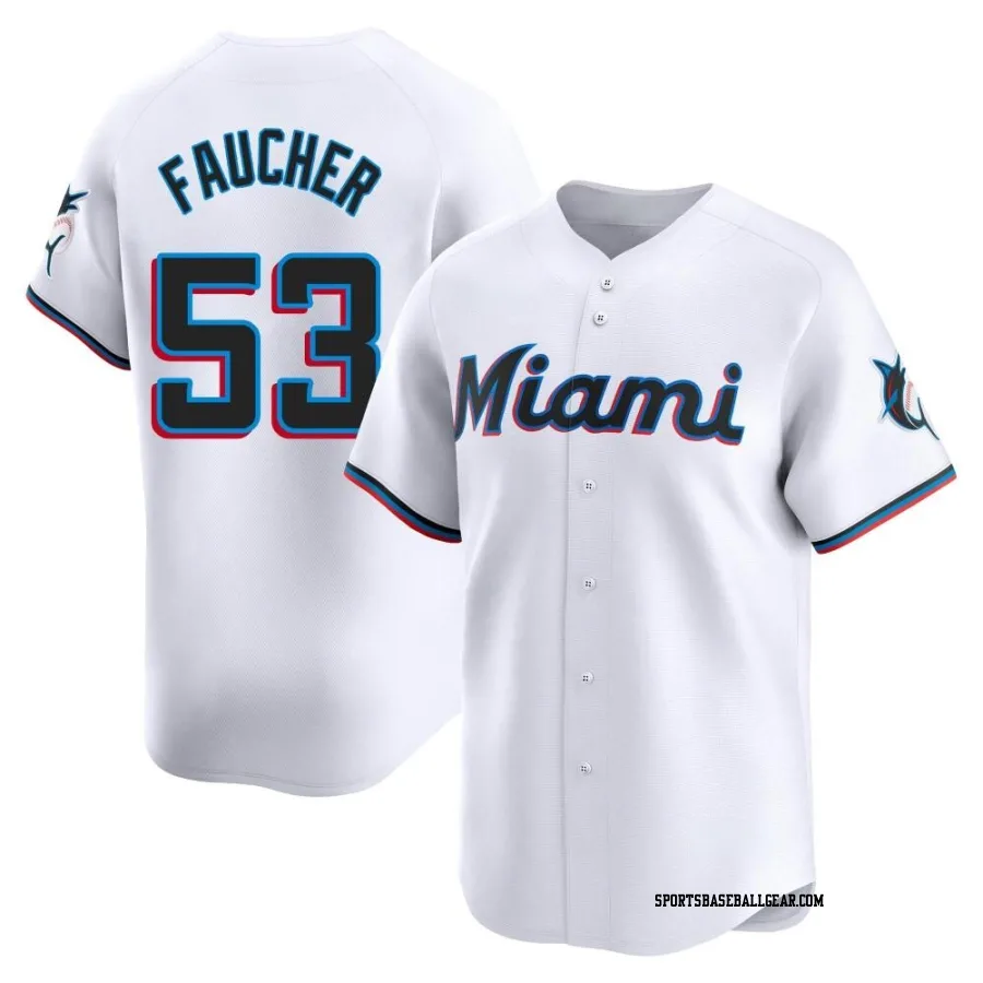 Calvin Faucher Men's Miami Marlins White Limited Home Jersey