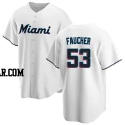 Calvin Faucher Men's Miami Marlins White Replica Home Jersey