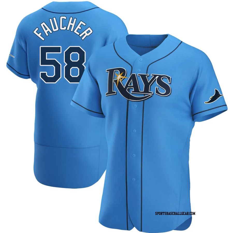 Calvin Faucher Men's Tampa Bay Rays Light Blue Authentic Alternate Jersey