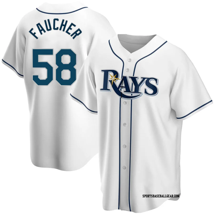 Calvin Faucher Men's Tampa Bay Rays White Replica Home Jersey