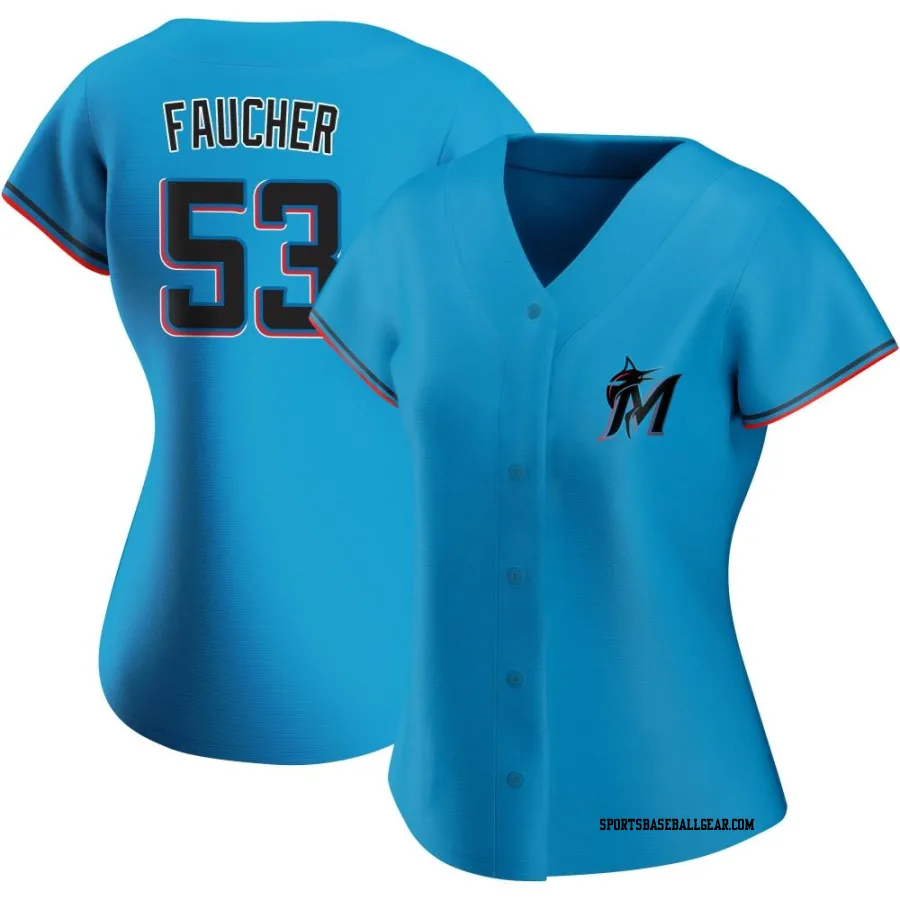 Calvin Faucher Women's Miami Marlins Blue Authentic Alternate Jersey