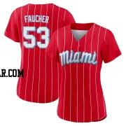 Calvin Faucher Women's Miami Marlins Red Authentic 2021 City Connect Jersey