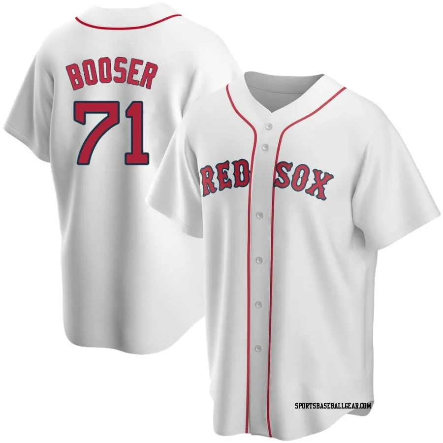 Cam Booser Men's Boston Red Sox White Replica Home Jersey