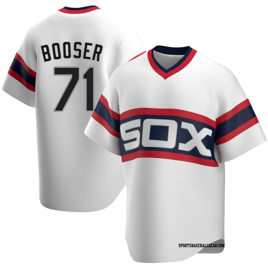 Cam Booser Men's Chicago White Sox White Replica Cooperstown Collection Jersey