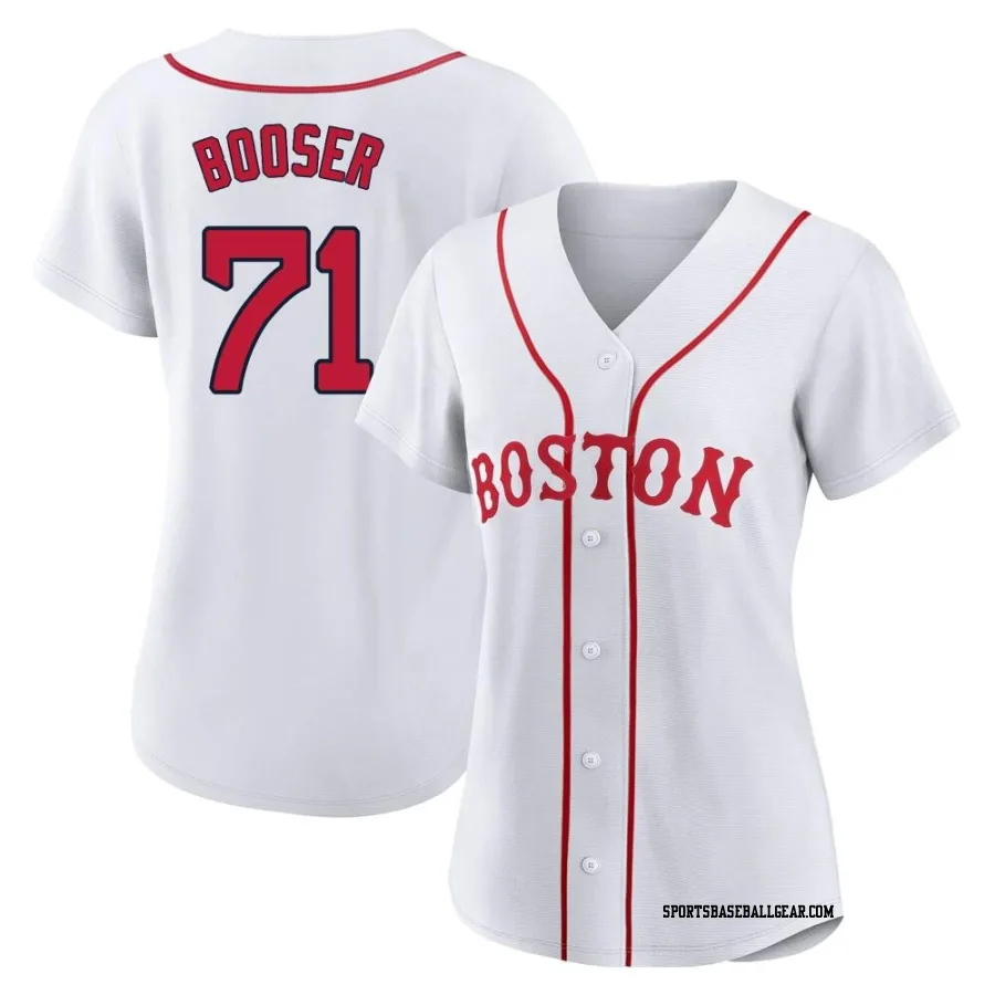 Cam Booser Women's Boston Red Sox White Authentic 2021 Patriots' Day Jersey