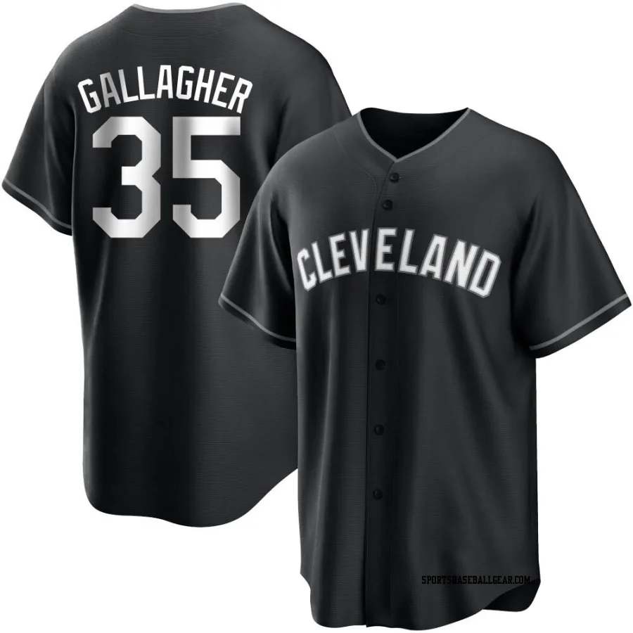 Cam Gallagher Men's Cleveland Guardians Black/White Replica Jersey