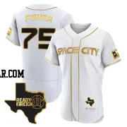 Cameron Fisher Men's Houston Astros White/Gold Authentic 2023 Space City Ready 2 Reign Flex Base Jersey