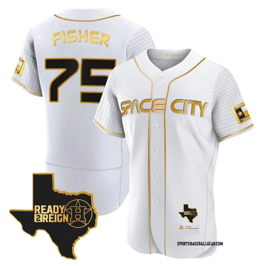 Cameron Fisher Men's Houston Astros White/Gold Authentic 2023 Space City Ready 2 Reign Flex Base Jersey