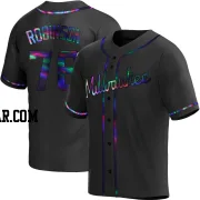 Cameron Robinson Men's Milwaukee Brewers Black Holographic Replica Alternate Jersey