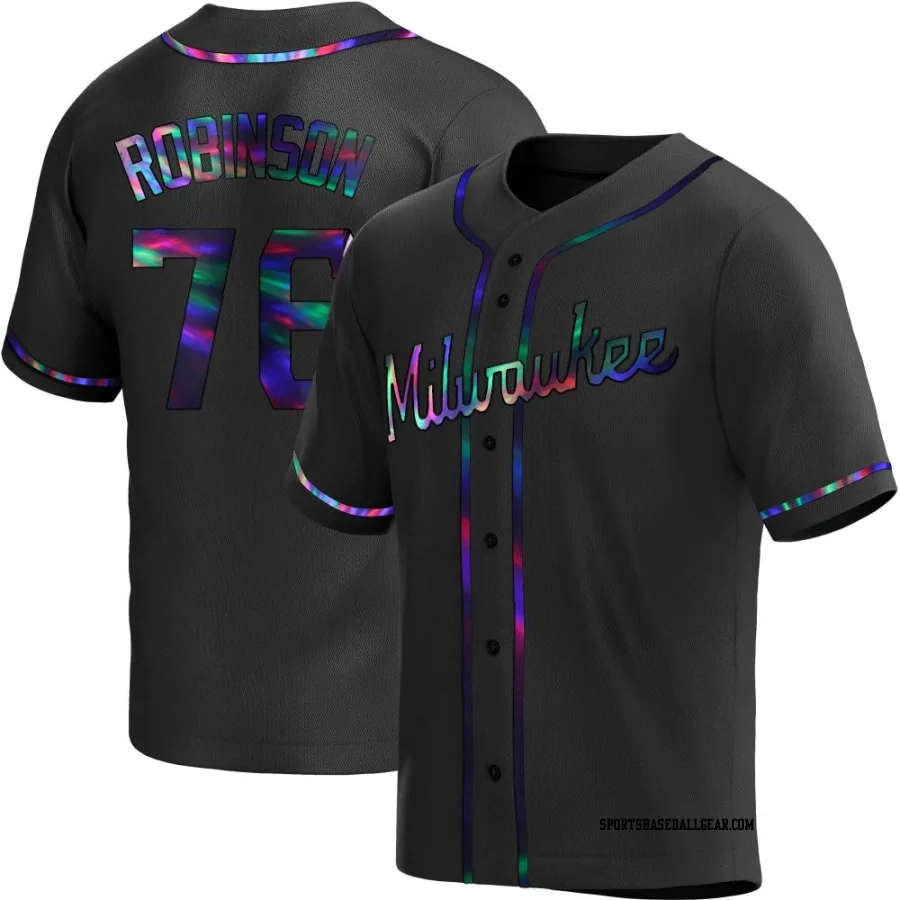 Cameron Robinson Men's Milwaukee Brewers Black Holographic Replica Alternate Jersey