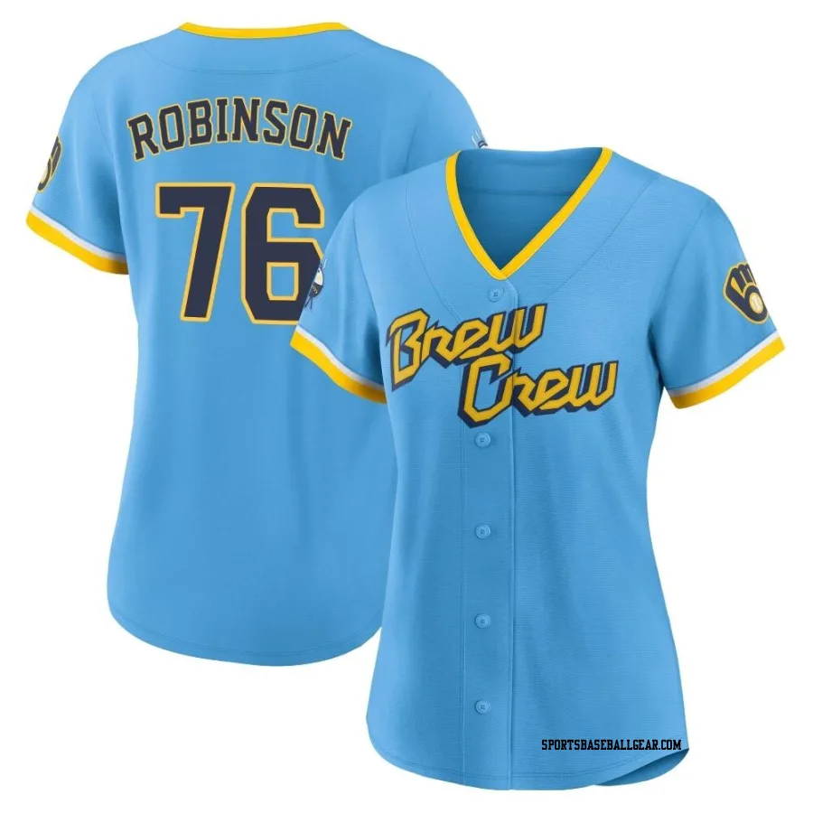 Cameron Robinson Women's Milwaukee Brewers Blue Authentic Powder 2022 City Connect Jersey