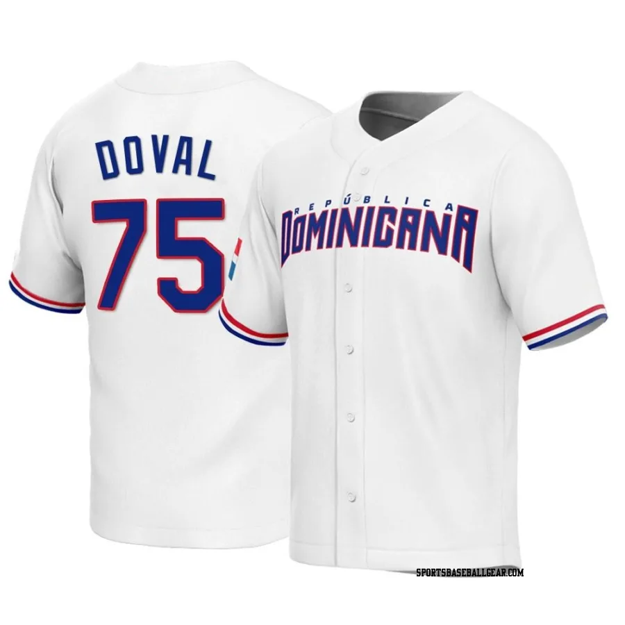 Camilo Doval Youth Dominican Republic Baseball White Replica 2023 World Baseball Classic Jersey