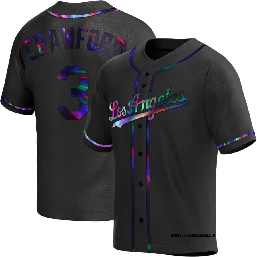 Carl Crawford Men's Los Angeles Dodgers Black Holographic Replica Alternate Jersey