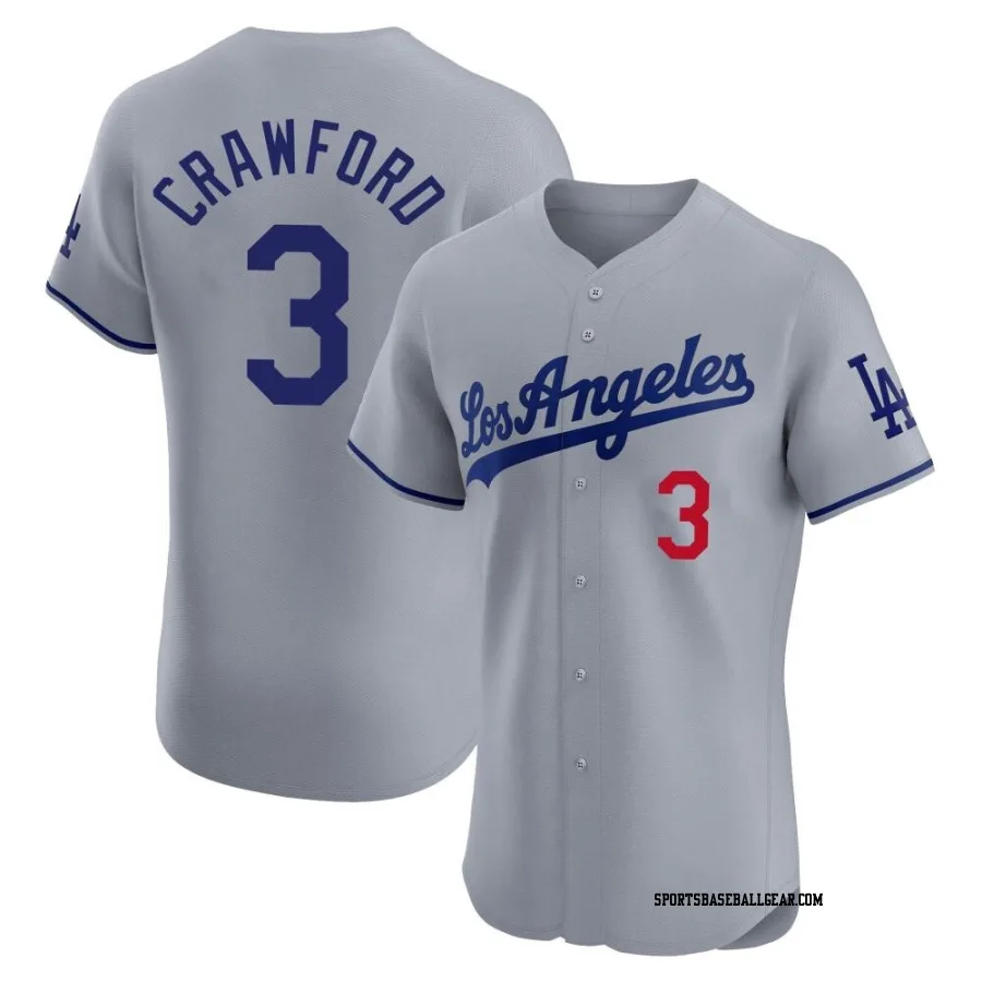 Carl Crawford Men's Los Angeles Dodgers Gray Elite Road Jersey