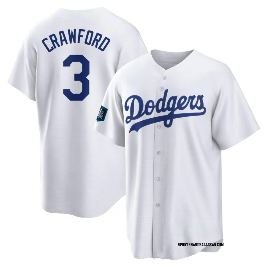 Carl Crawford Men's Los Angeles Dodgers White Replica 2024 World Tour Seoul Series Home Jersey