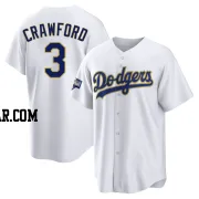 Carl Crawford Men's Los Angeles Dodgers White/Gold Replica 2021 Gold Program Player Jersey