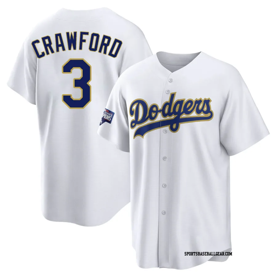 Carl Crawford Men's Los Angeles Dodgers White/Gold Replica 2021 Gold Program Player Jersey