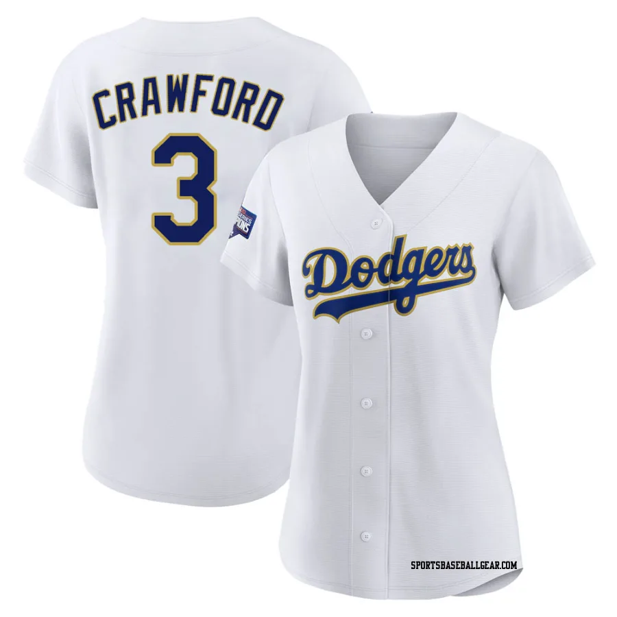 Carl Crawford Women's Los Angeles Dodgers White/Gold Replica 2021 Gold Program Player Jersey