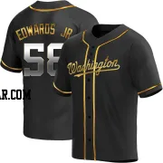 Carl Edwards Jr. Men's Washington Nationals Black Golden Replica Alternate Jersey