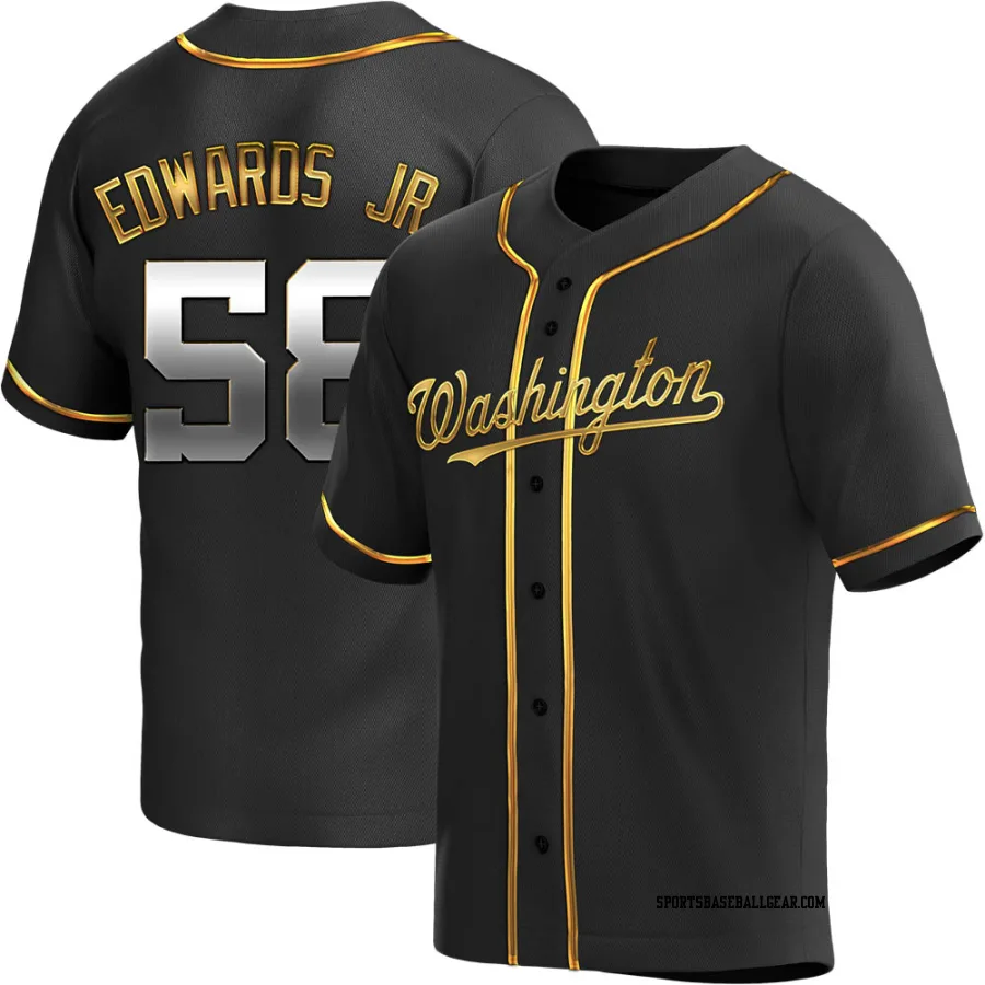 Carl Edwards Jr. Men's Washington Nationals Black Golden Replica Alternate Jersey