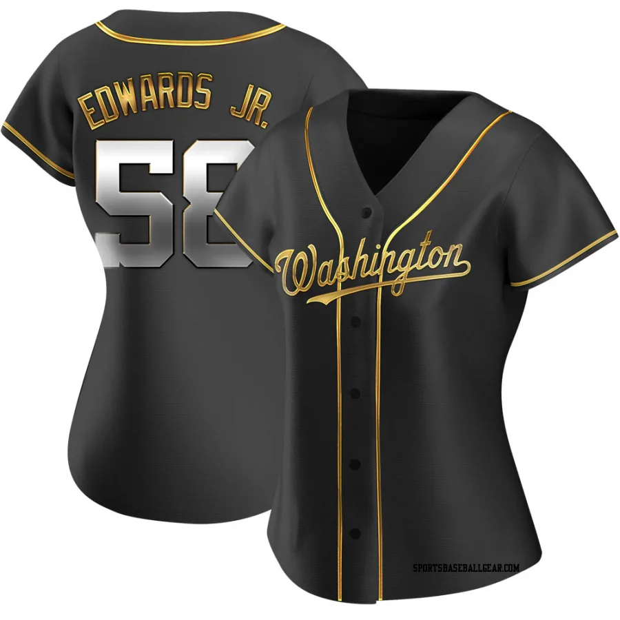 Carl Edwards Jr. Women's Washington Nationals Black Golden Replica Alternate Jersey