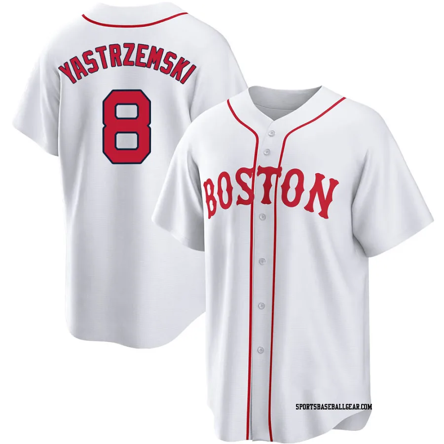 Carl Yastrzemski Youth Boston Red Sox White Replica 2021 Patriots' Day Jersey