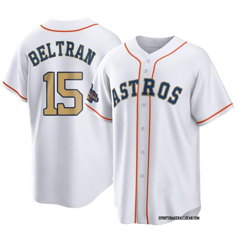 Carlos Beltran Men's Houston Astros Gold Replica White 2023 Collection Jersey