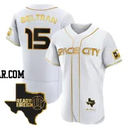 Carlos Beltran Men's Houston Astros White/Gold Authentic 2023 Space City Ready 2 Reign Flex Base Jersey